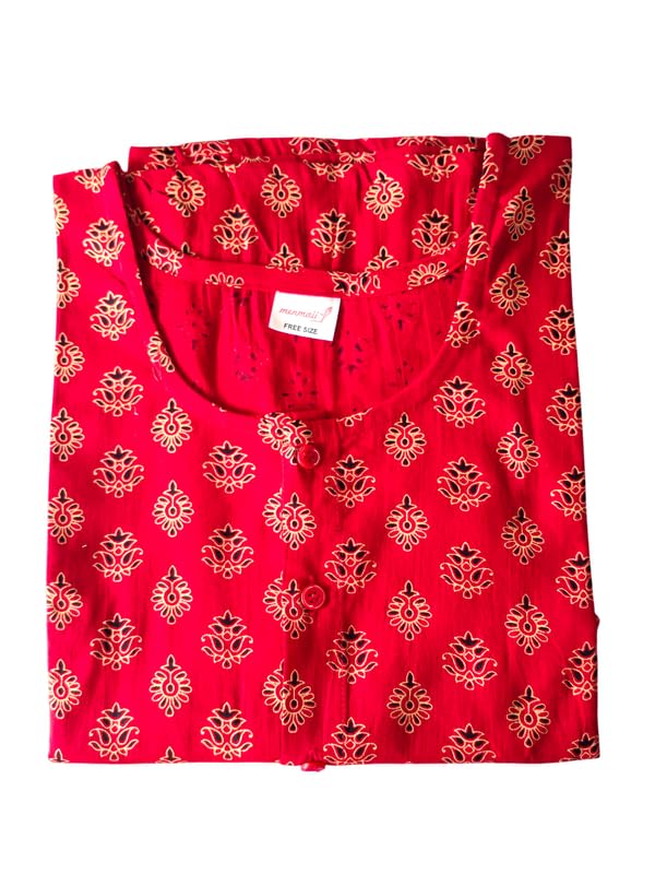 Image of MENMAII Women's [L-4XL] Full Open /Front Buttoned [a Kind of Adaptive Clothing] Multipurpose Nighty for Maternity /Pregnancy /Elderly /Patient /Feeding /Hospital Purpose Nighty Calf Length