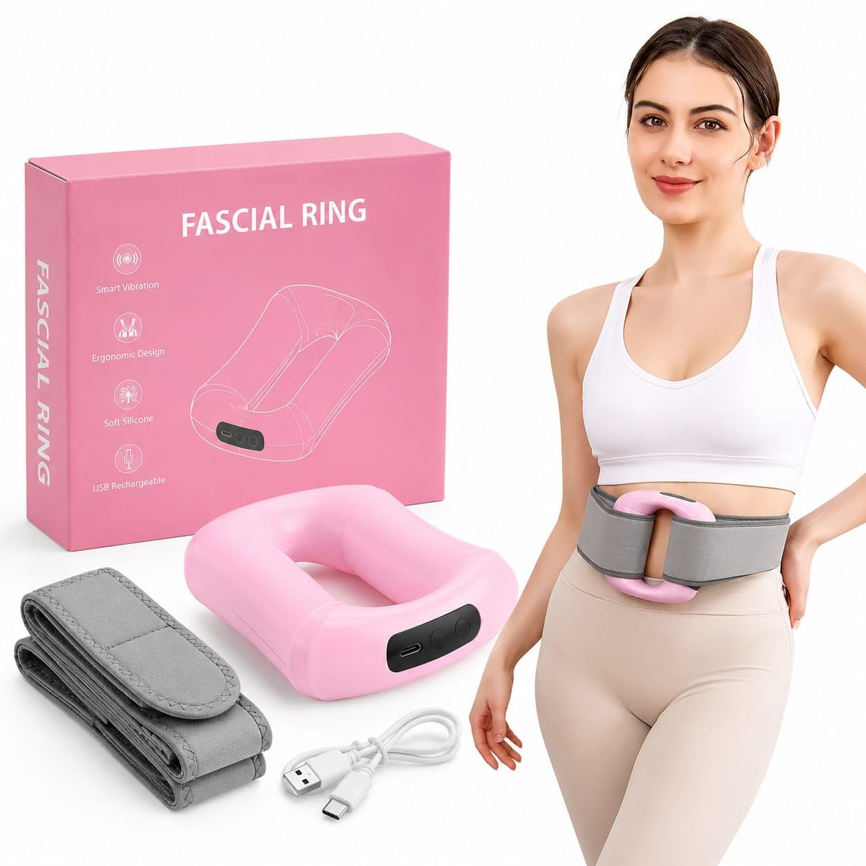 Belly Fat Massager Belt | Belly Fat Burner & Body Shaper Handheld Wearable Vibration Massage Ring with Adjustable Belt, Digital Display, USB Charging Cable & Storage Pouch | Stomach Massager for Men & Women (F50)-image-25
