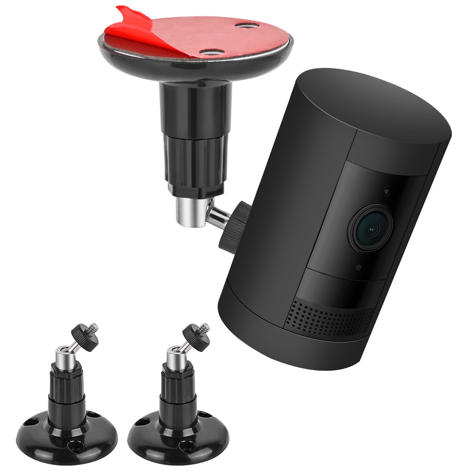 ALERTCAM 2Pack Adhesive Wall Mount for Stick Up Cam & Outdoor Cam Plus, 360 Degree Adjustable Screwless Bracket for Your Surveillance Camera, 2 Ways Installation Without Drilling (Black)