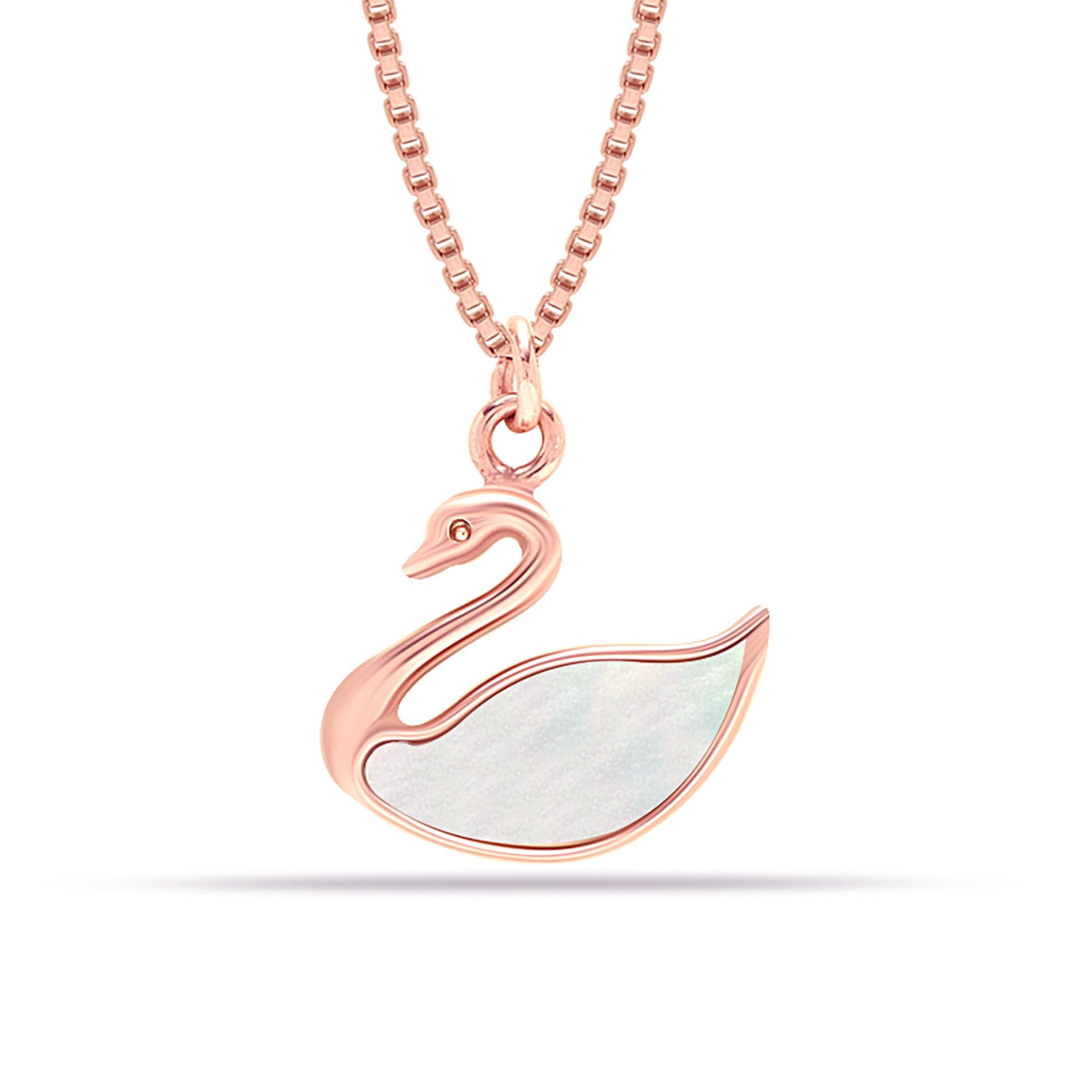 LeCalla 925 Sterling Silver BIS Hallmarked Rose Gold Plated Mother of Pearl Swan Pendant Box Link Chain Necklace for Women and Girls 18 Inches. (B0C81C98M1) Amazon Price History, Amazon Price Tracker