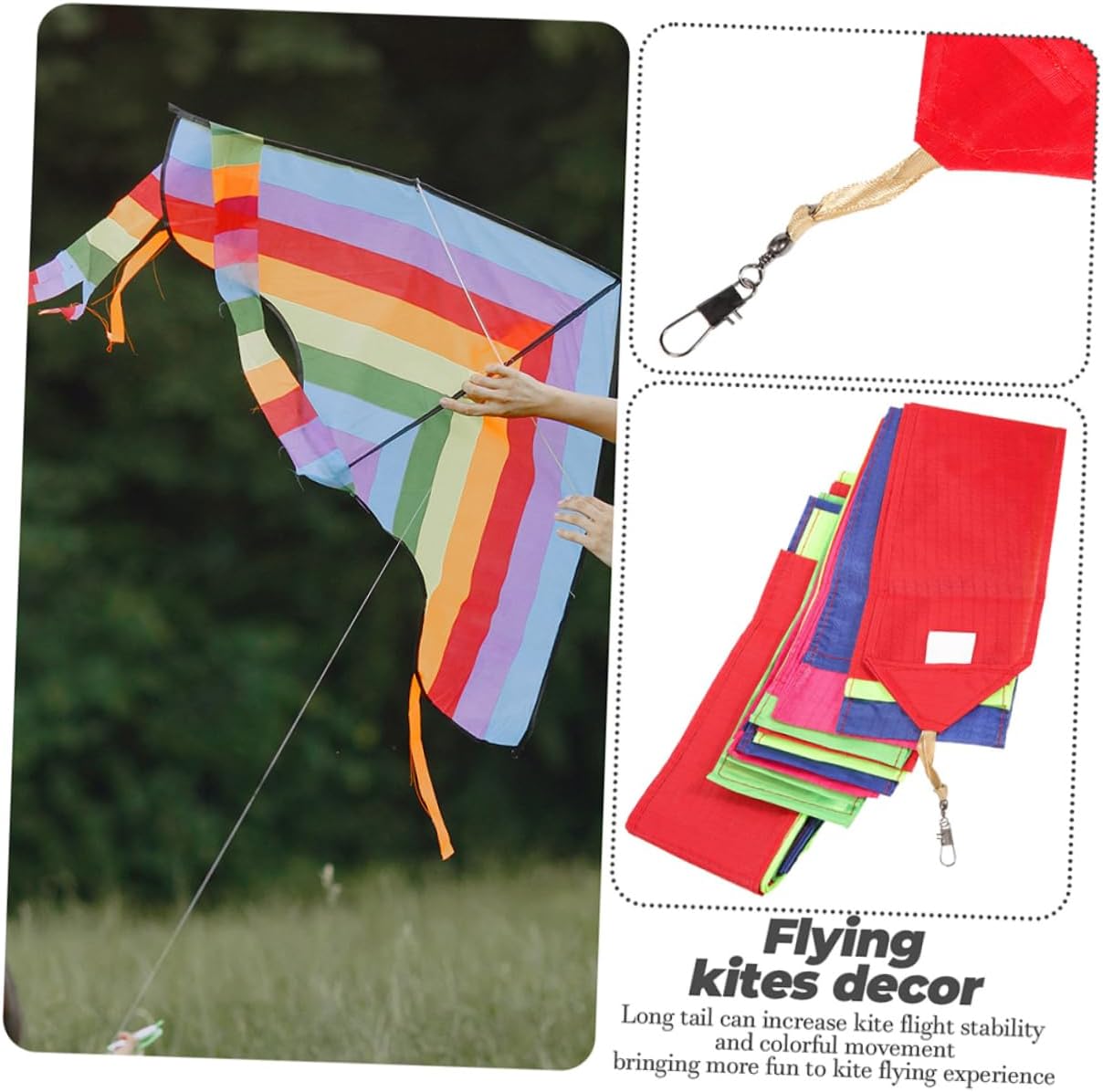 BESPORTBLE 10pcs Colorful Kite Tail Ribbon Accessories Rainbow Streamer for Kite Decoration Easy to Install and Portable for Outdoor Fun at Beach Park and Garden