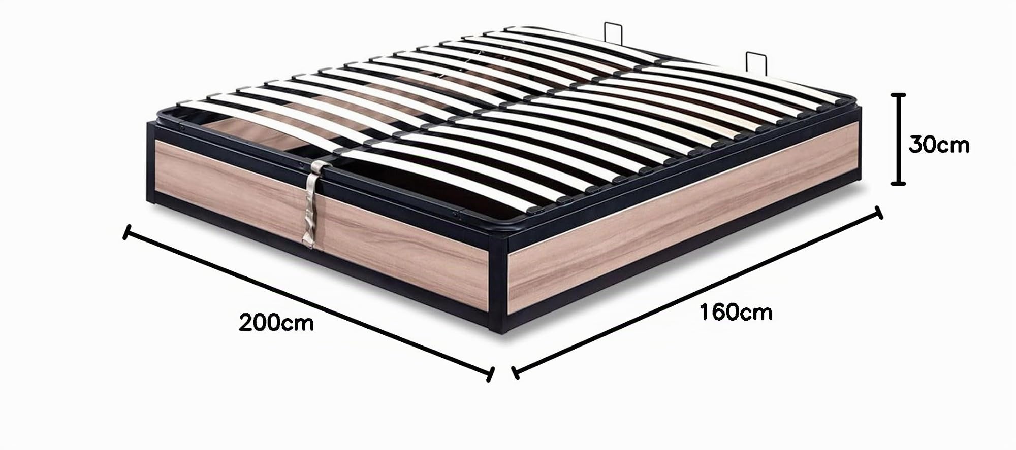 SAMPUR - Lit Coffre Style Industriel et sommier à Lattes | Espace de Stockage XXL | Robuste et Large Angle d’Ouverture (Bois Clair, 140x190 cm)