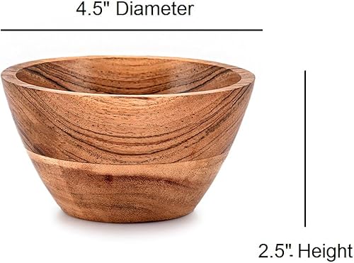 Miniatura 5 de NIRMAN Juego de 4 cuencos de madera de acacia para comidas de cocina, fiestas y nueces, dulces, aperitivos, aperitivos, verde oliva (4.5 x 4.5 x 2.5