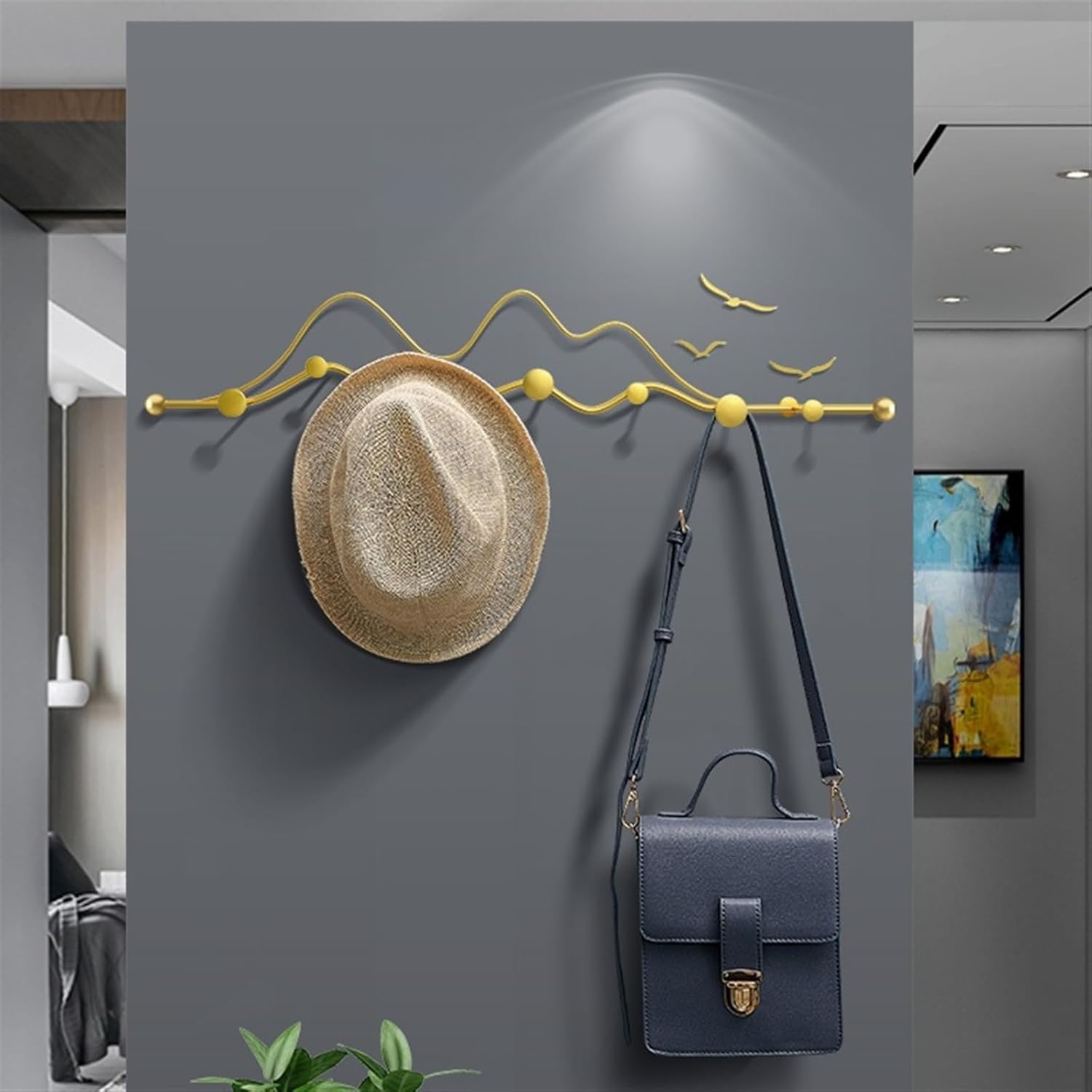 Coat Rack Light Luxury Creative Behind The Door Coat Hooks Entryway Hanging Rack Modern Wall Hooks Fashion Metal Wall Hanging Coat Hooks Wall Mounted Coat Rack (One Color Large)