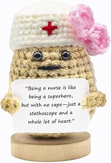 Funny Mini Positive Potato,3 Inch Cute Crochet Doll with Positive Card,Soft Wool Knitting Toy Decoration Encouragement Support for Birthday Gifts Room Decor (Positive Nurse Potato)