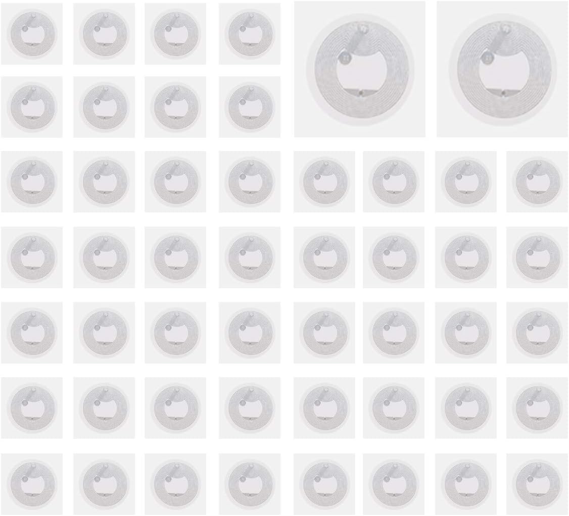 ANPHSIN 50 Pcs Medium NFC Tags- 25mm Reusable Round NFC Stickers Fully Programmable NFC Tag Stickers Blank White NTAG 213 NFC Chip Stickers Compatible with All NFC Enabled Devices