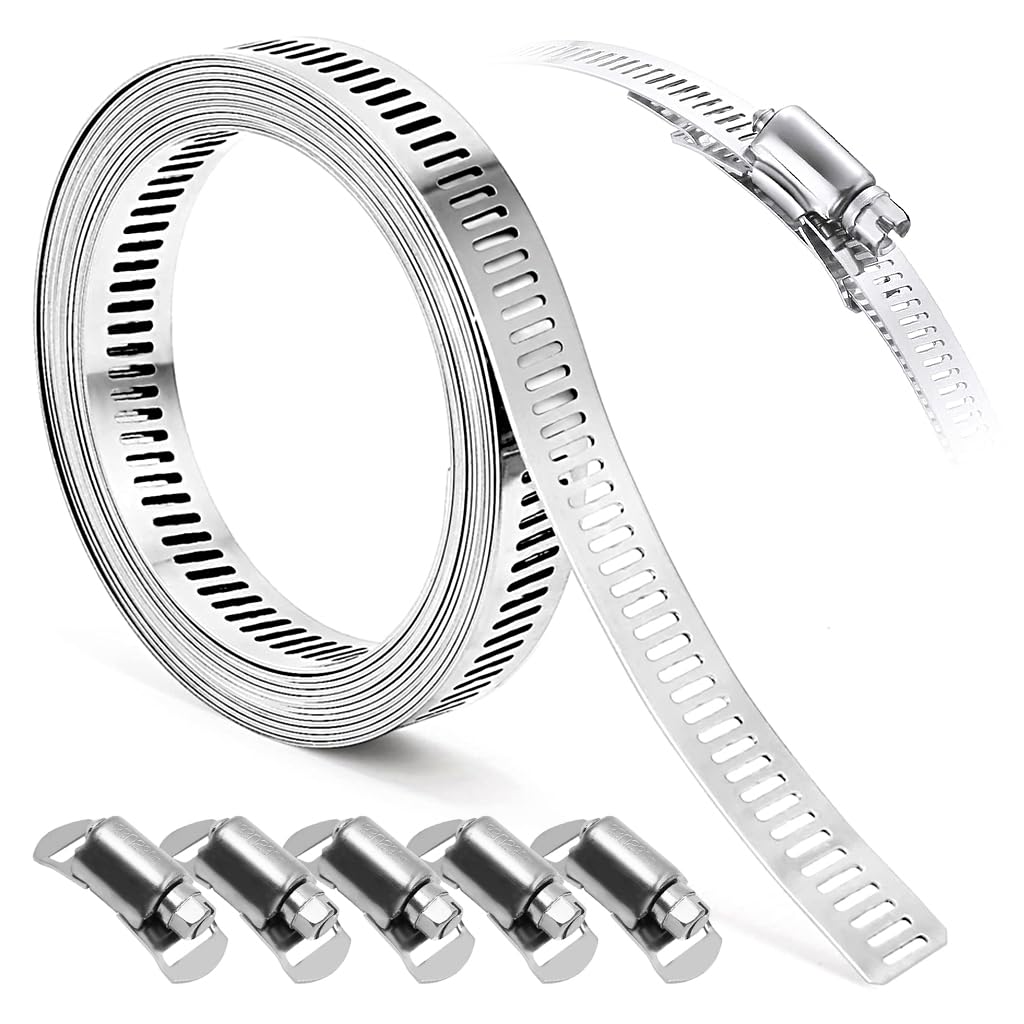 Serplex® 3.3ft Hose Clamp Roll DIY Hose Clamp Roll 304 Stainless Steel Hose Clamp with 5 Fastening Bolts Attachment Cuttable Hose Clamp Hose Clamp Band for Plumbing, Pipe Repairing, DIY-picture-14
