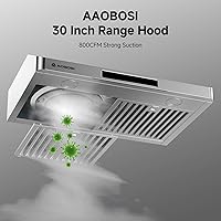 Vista 2 de AAOBOSI Range Hood 30 inch Under Cabinet,800-CFM Gesture Sensing/Touch Control/Motor Upgrade Low Noise,3 Speed Range Hood with LED Lights Exhaust