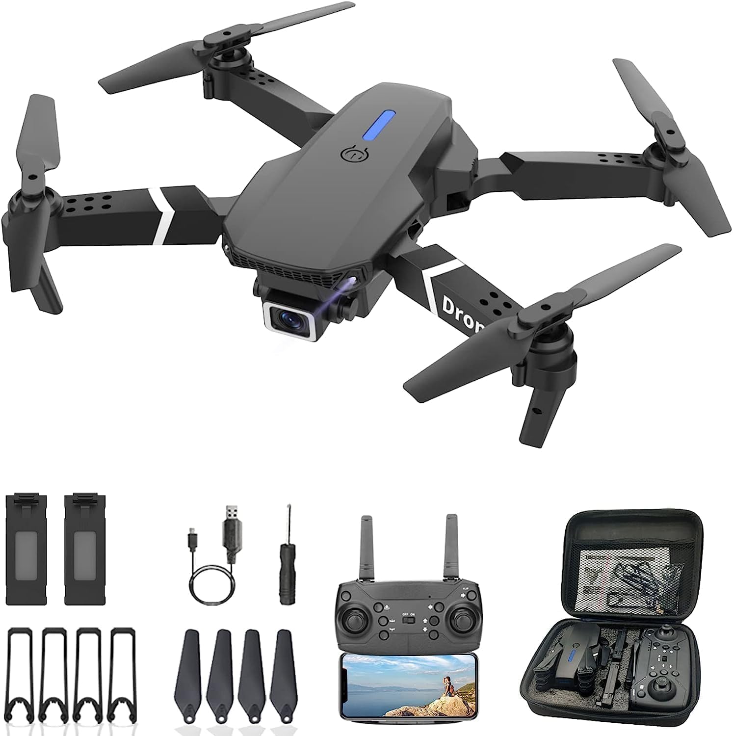 OAKLEE-E88-Drone-with-Camera-for-Kids-Adults-Beginners-RC-Drone-Toys-Gifts-for-Boys-Girls-with-18-24-Mins-Flight-Foldable-Drone-with-2-Modular-Batteries