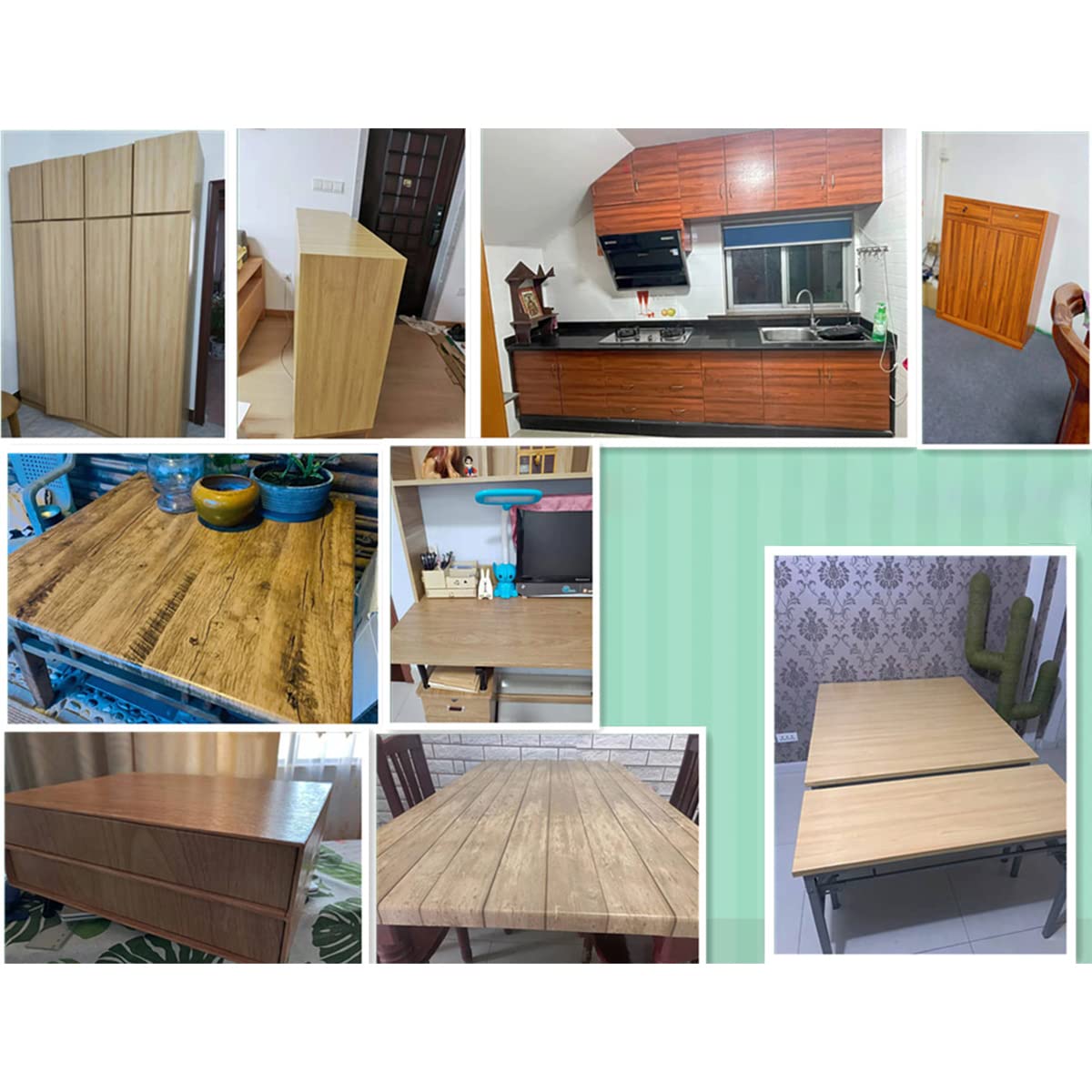 Adesivi per Mobili Autoadesivi Effetto Legno 40 cm x 3m Carta da Parati con Retro Adesivo Pellicola Vinilica a Grana di Legno per Tavolo da Appoggio a Parete