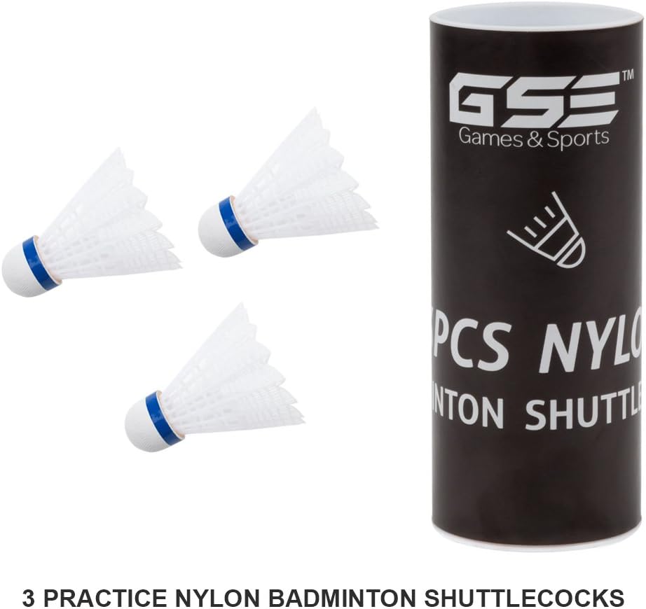 GSE Games & Sports Expert Portable Badminton Complete Set. Including Badminton Net, 4 Badminton Racquets & 3 Shuttlecocks (Professional Badminton Set) : Sports & Outdoors