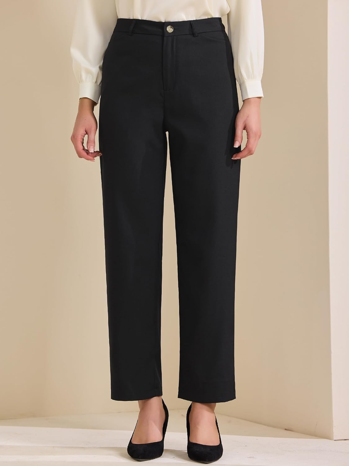 Allegra K Women's Straight Leg Dress Pants Packets High Waisted Work Office Formal Long Trousers - Image 3