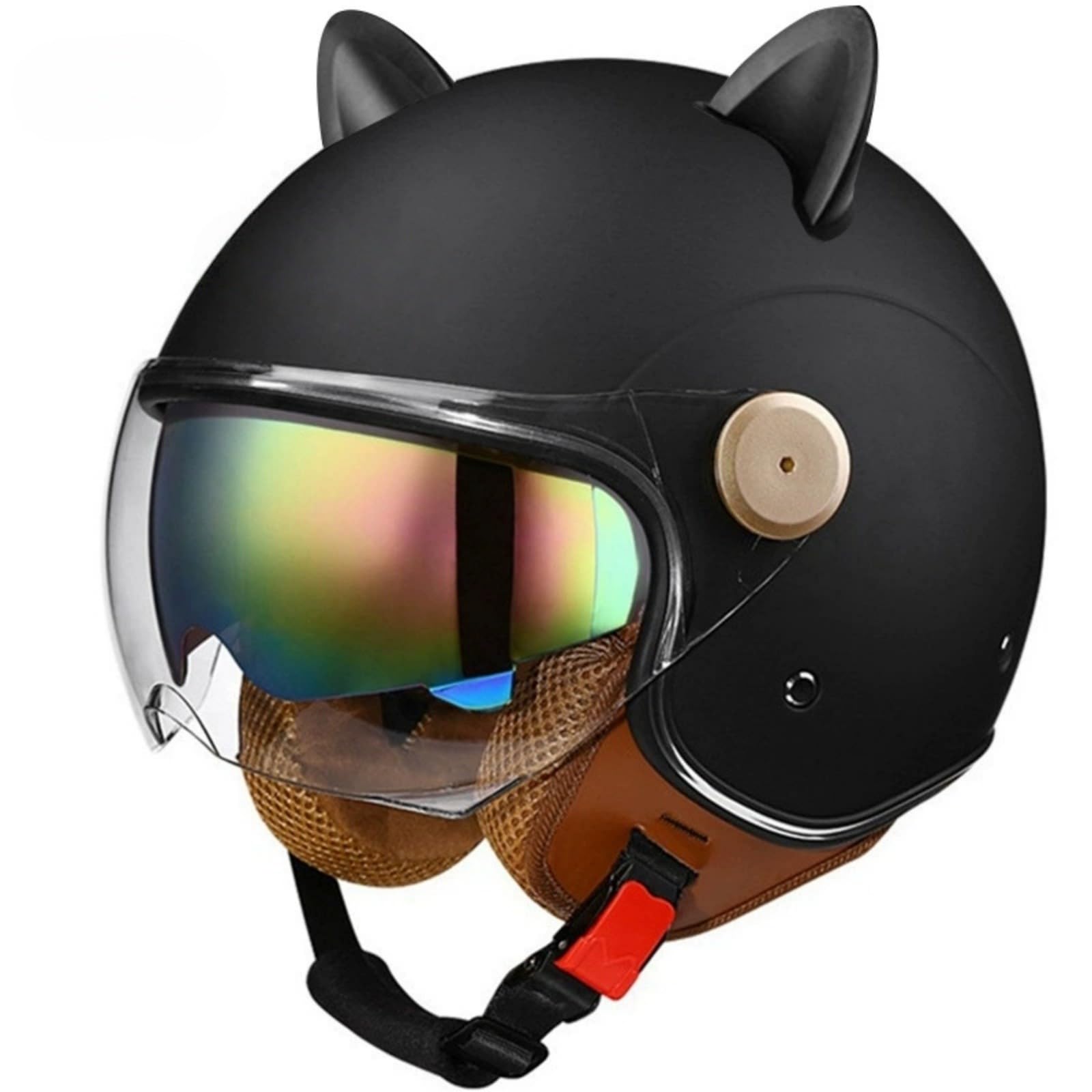 3/4 otwarty kask motocyklowy vintage z podwójną wizjerem, kask motocyklowy retro, na skuter ATV motorower Cruiser kask crashowy dla mężczyzn kobiet, homologacja ECE 2205