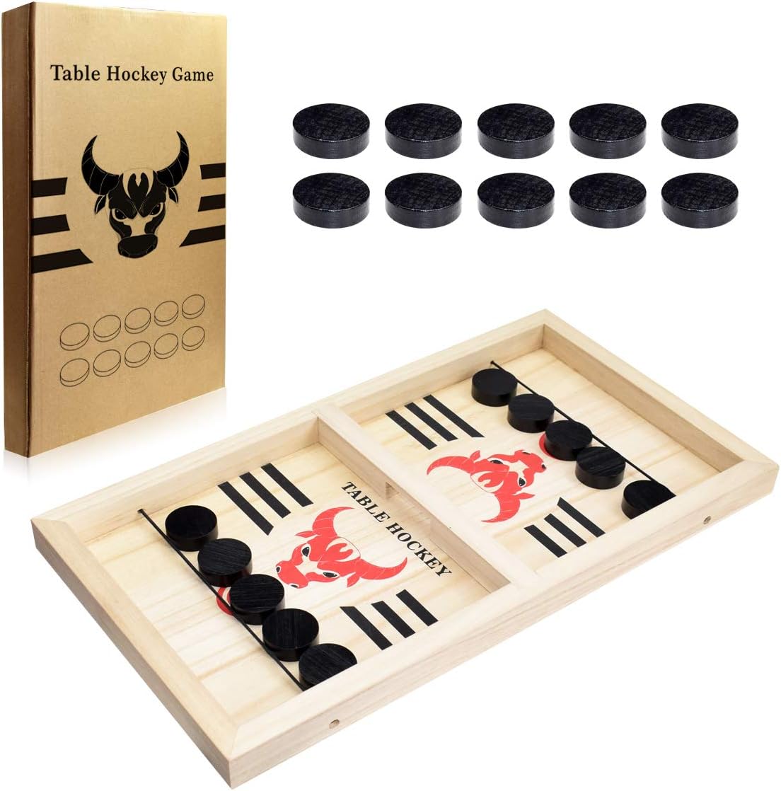 BAKAM Super Fast Sling Puck Game, Portable Table Hockey Game for Kids and Adults, Tabletop Slingshot Games Toys for Boys and Girls, Desktop Sport Board Game for Family Game Night Fun (Medium Winner)