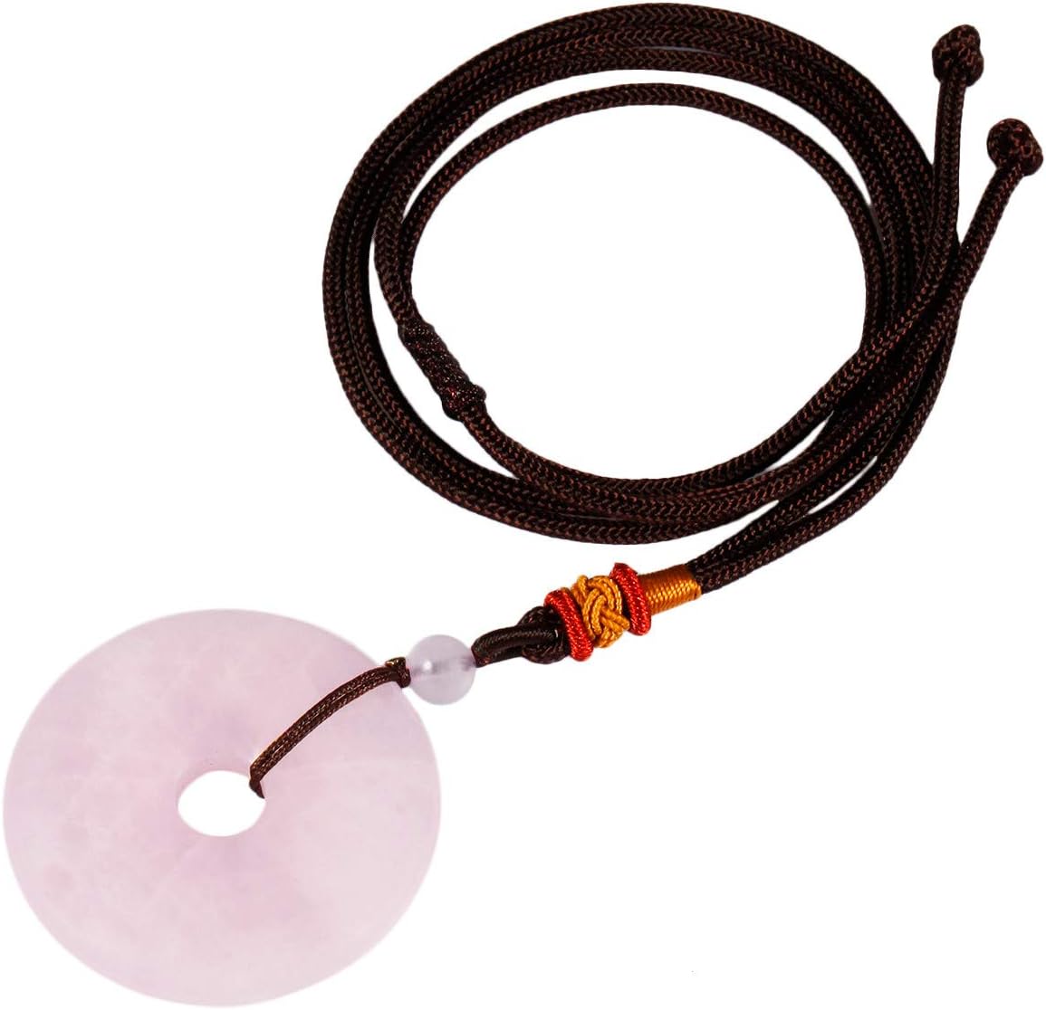 TUMBEELLUWA Healing Stone Pendant Crystal Necklace Chakra Quartz Cord Donut Shape Lucky Amulet Handmade Jewelry for Women Men