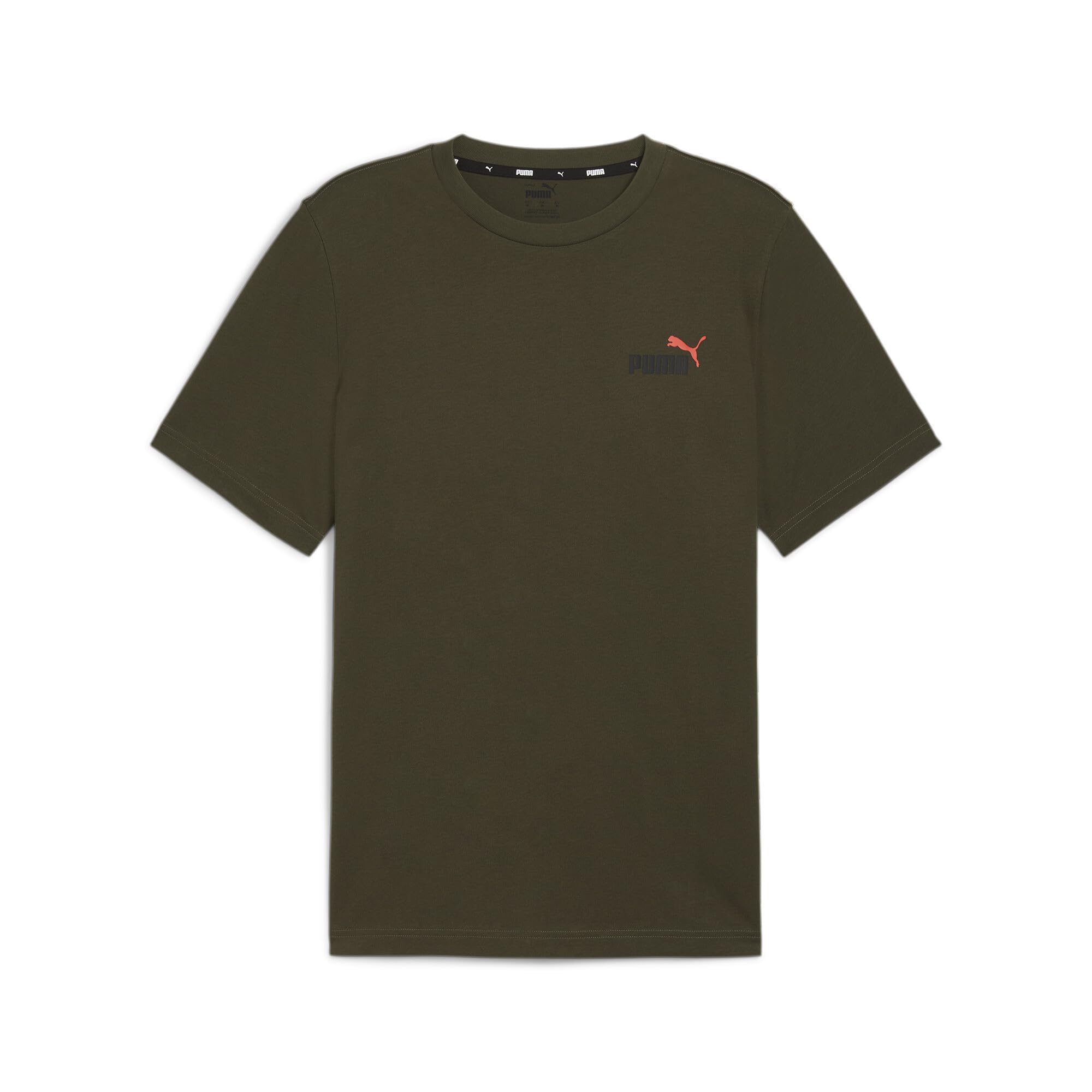 Puma Men's Dark Olive Green Ess+ 2 Col Small Logo Tee T-Shirts Unisex - Adult, L