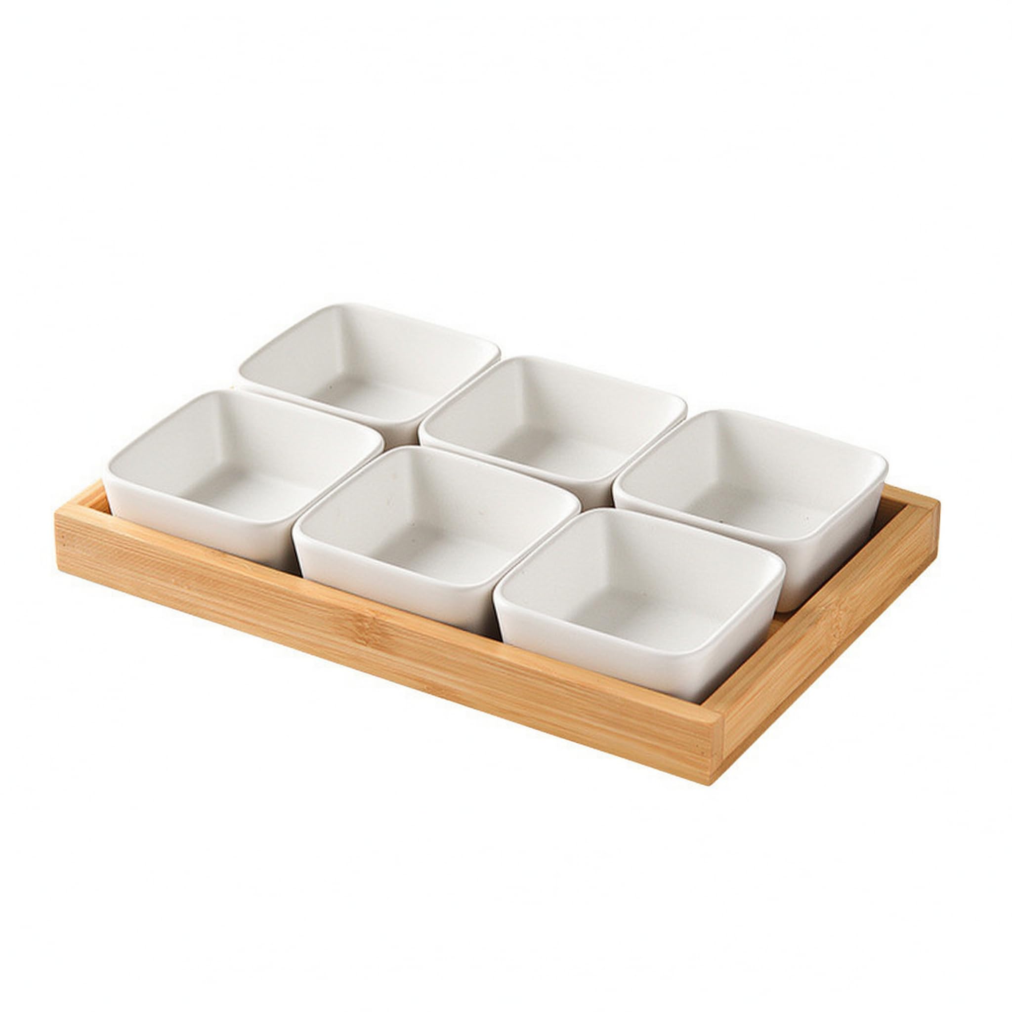 Bandeja de porcelana para aperitivos con,cuadrícula de 6