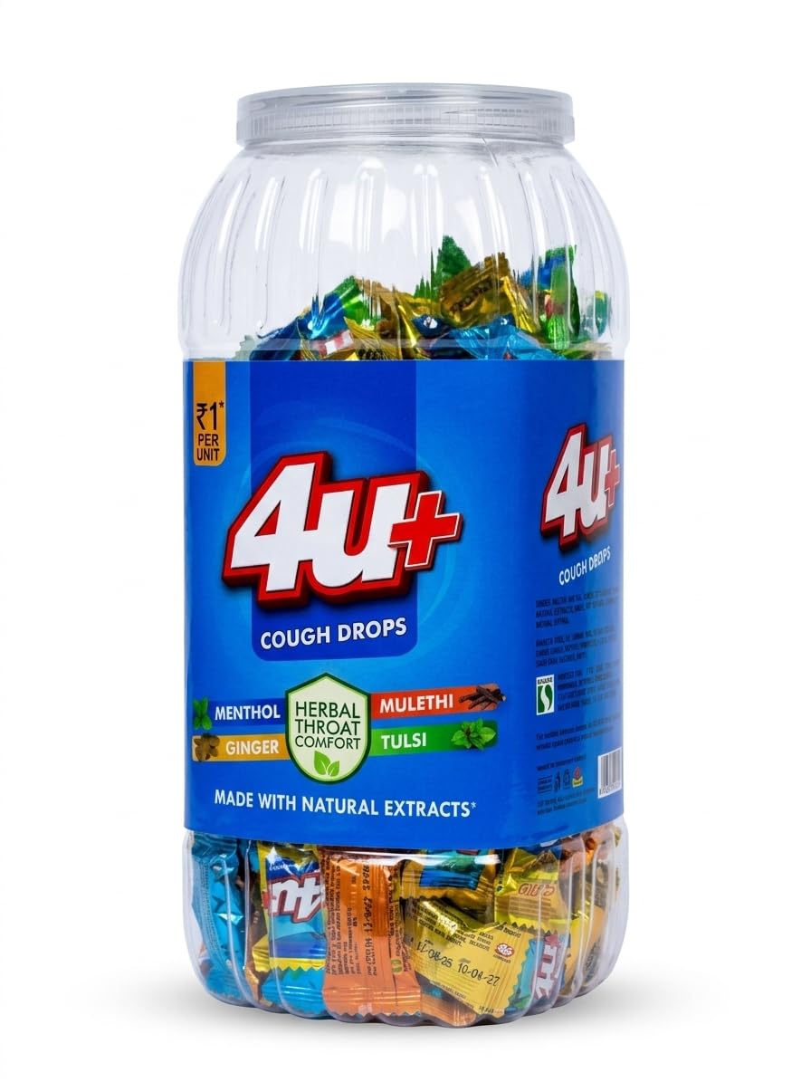 | 4U+ Cough Drops | 175 Count 2.5g each |(Menthol/Ginger/Mulethi/Tulsi) | Ayurvedic Cough Relief Products-image-20