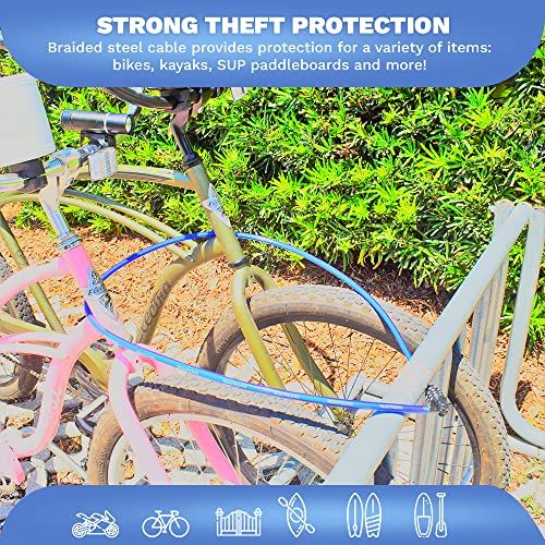 Dockslocks Anti-Theft Weatherproof Straight Security Cable With Resettable Combination Lock For Kayaks, Bicycles, Paddleboards, Equipment And More 5Ft #TOP1