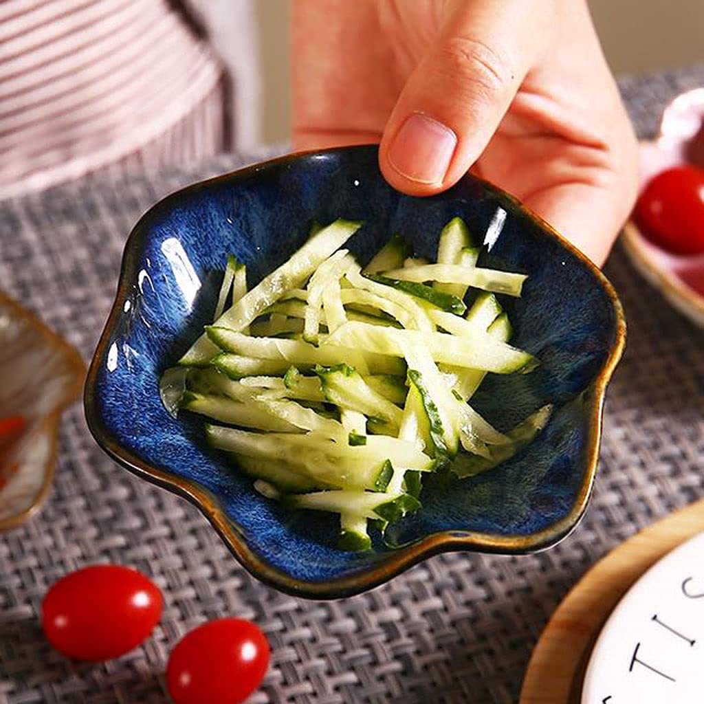 Dip-Schüssel-Set mit Soßenschalen, Lotusblattform, Keramik-Dip-Schüsseln, Mini-Gewürzschale, Sushi-Dip-Schüssel, Snack-Servierschalen