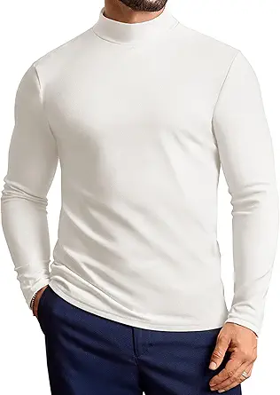 Vssjavun Mens Mock Turtleneck Sweater Long Sleeve Basic Slim Fit Pullover Sweaters Thermal Lightweight Undershirts