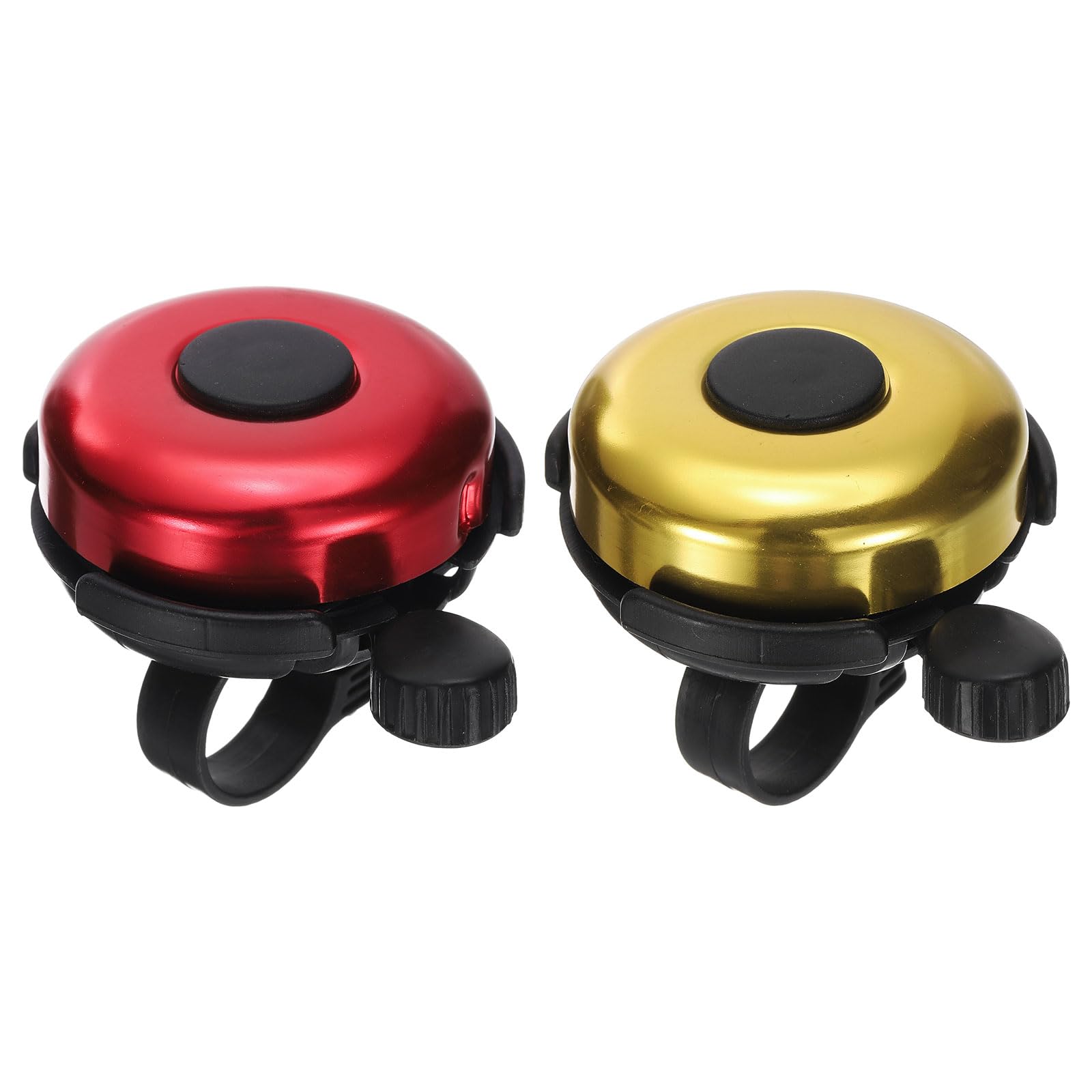 sourcing map 2pcs Bike Bell Classic Bicycle Bell with Loud Crisp Clear Sound Bike Ring Bell Aluminum Bike Accessories for Road Mountain Bike, Red Gold Tone