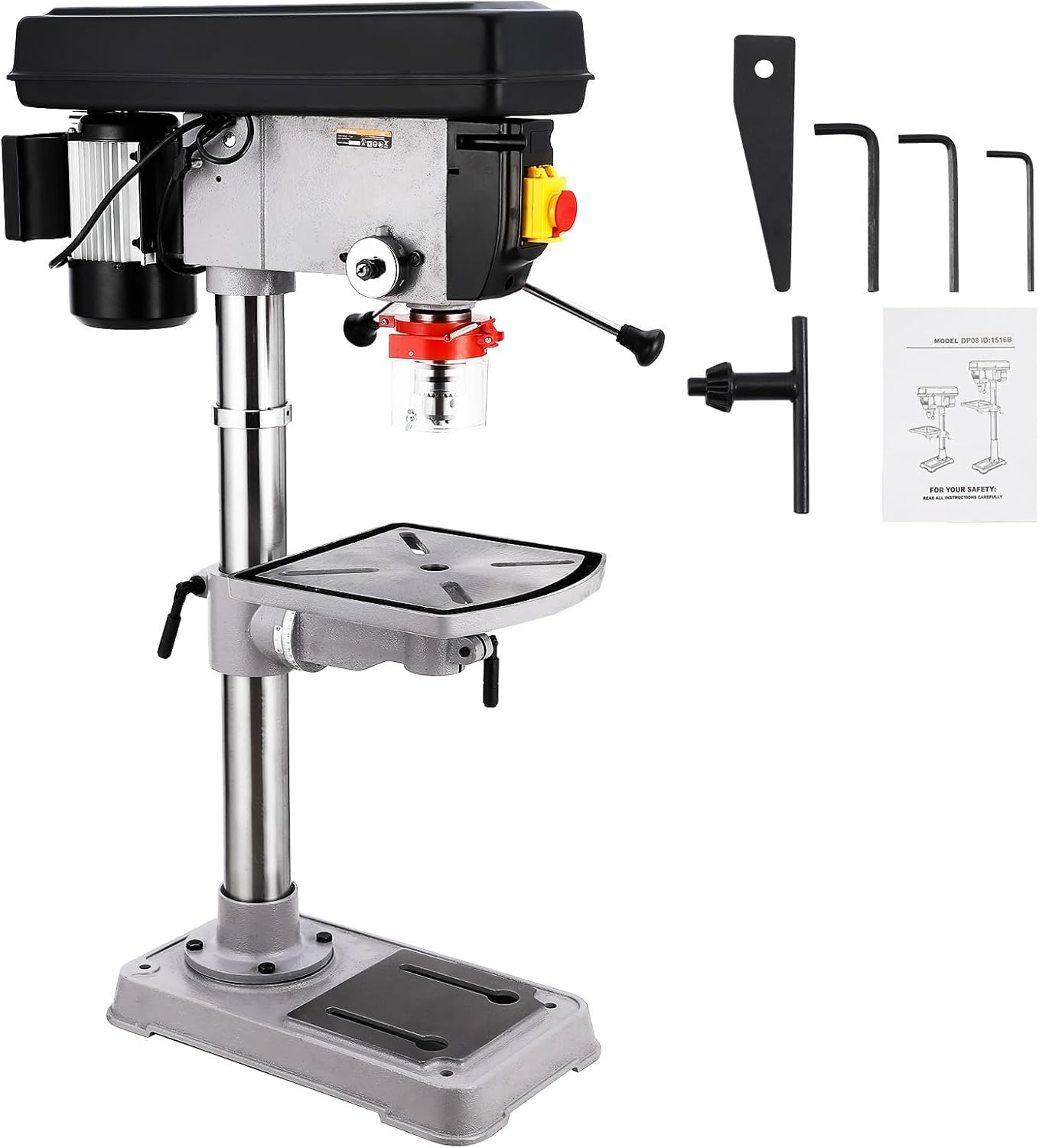 Festisoul 15-Inch Benchtop Drill Press: 7.5A Copper Motor, 288-3084 RPM Variable Speed, Tilting Table for Wood & Metalworking