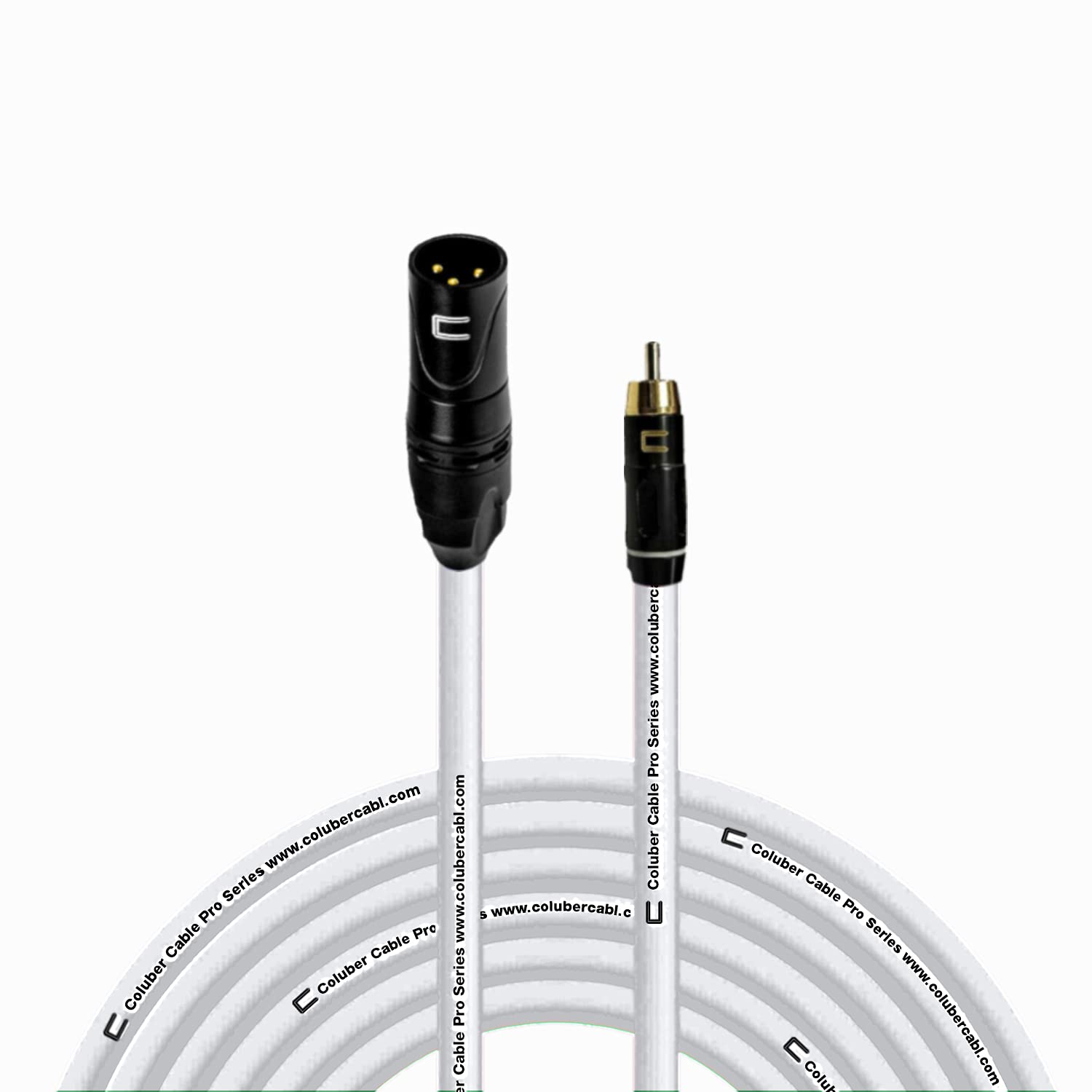 Unbalanced XLR Cable Male to RCA - 25 Feet White - Pro 3-Pin Microphone Connector for Powered Speakers, Audio Interface or Mixer for Live Performance & Recording