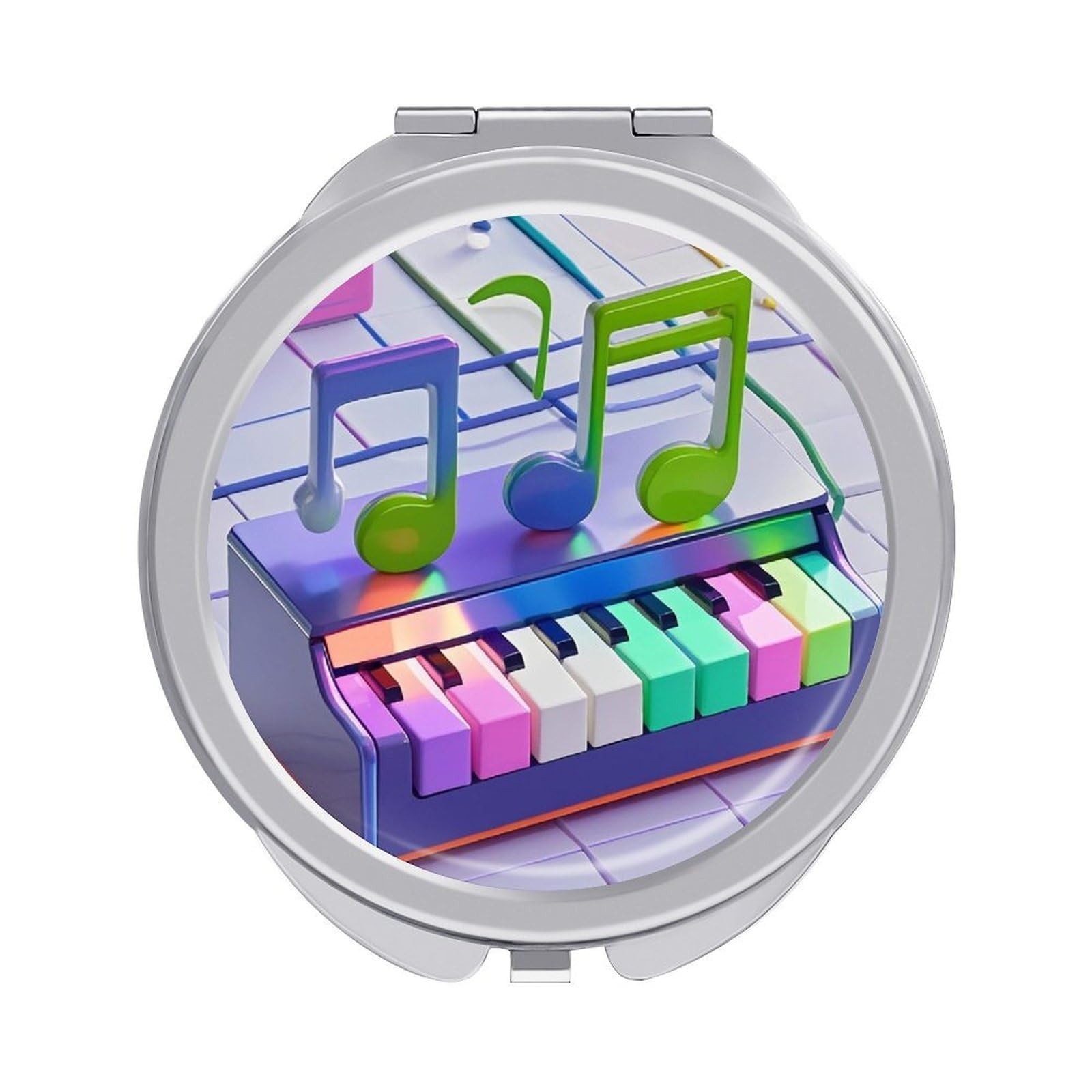 FekiLoot Colorful Piano Keyboard Music Note Compact Mirror for Purse Portable Travel Makeup Mirrors Metal Magnifying Pocket Mirror Double Sided Small Handheld Mirrors for Women Travel Essentials