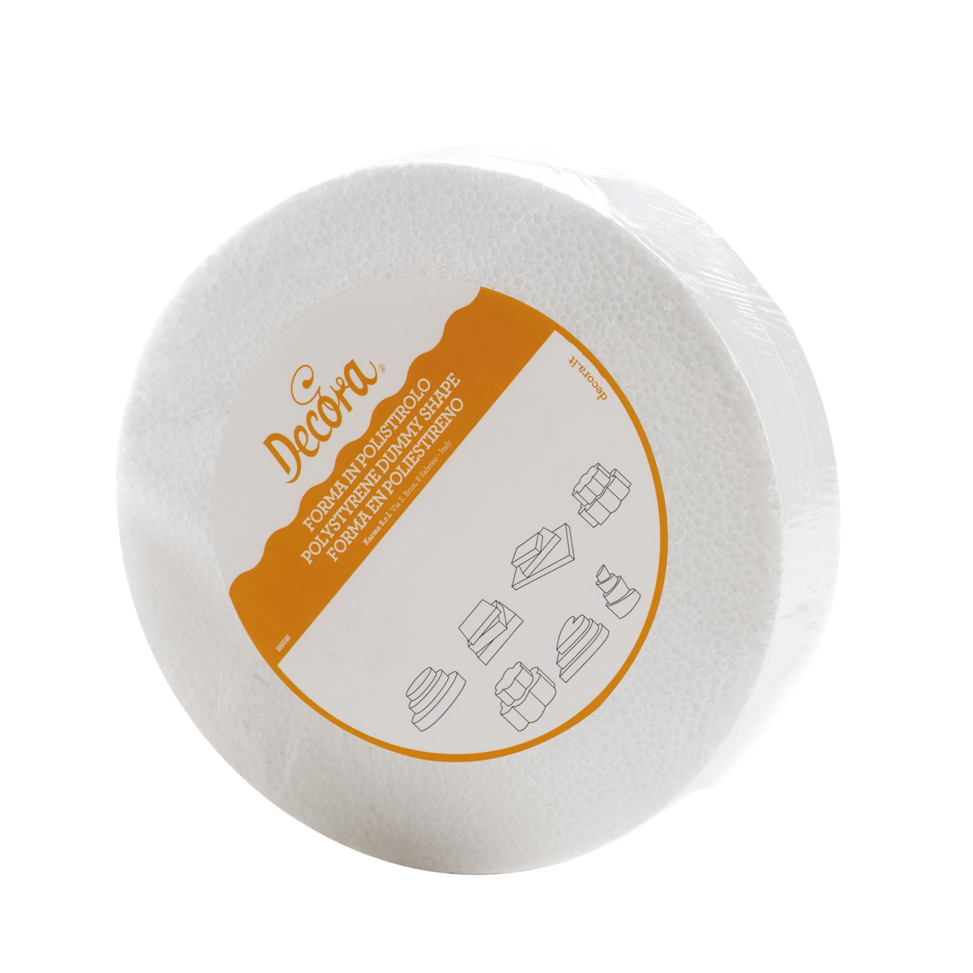 Decora 0174019 Basi tonde in polistirolo Ideali per esercitazioni e per Realizzare Torte a Piani dall'aspetto Perfetto, Dim. Ø 40 X H 7,5 CM