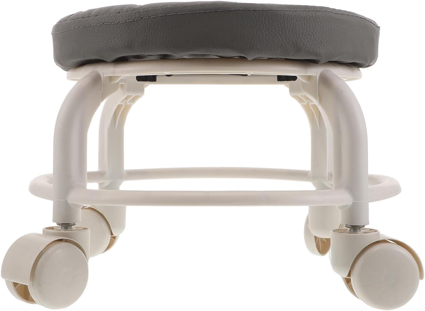 Swivel Rolling Stool for Spa and Salon with Pu Leather Seat, 360° Rotation Low Rolling Footrest Chair for Home, Office, and Manicure Use – Small Round Grey Beauty Pedicure Stool