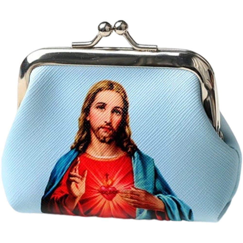 Sslvya Catholic Rosary Pouch, Small Coin Purses Beads Holder Bag with Kiss Lock Closure, Religious Jewelry Storage Box for Necklace Rosary Beads
