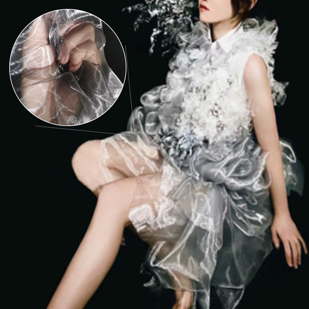 Schillernder Organzastoff Purpurrot 10m*150cm Gradient Organza Spitzenstoff Magisch Glänzend Stoffband Bunt transparenter Stoffe zum Nähen Tüllstoff Dekostoff für DIY Kostüm Hintergrund Hochzeit