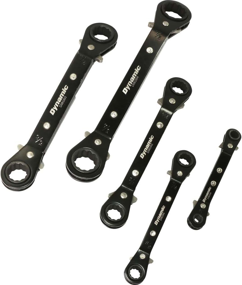 Dynamic 10 Piece Reversible Ratcheting Wrench Set, SAE, Straight and Offset Design