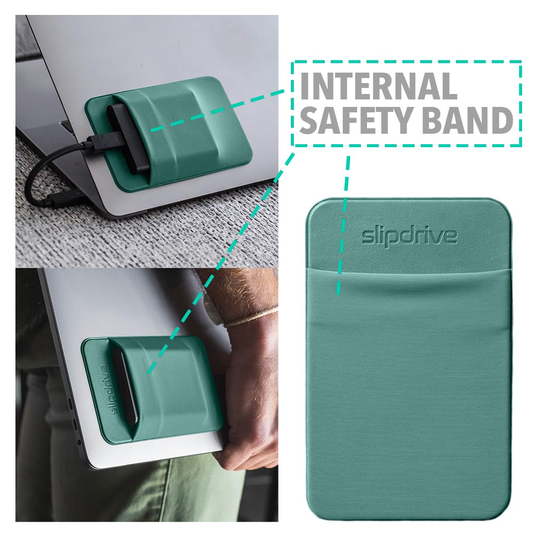 Afterplug 2-vaks Zelfklevende Hardeschijfhouder voor Laptop, Herbruikbare Plakzak voor Externe Draagbare SSD, HDD, Slanke Muis en Kabels (Klein - Past bij SSD