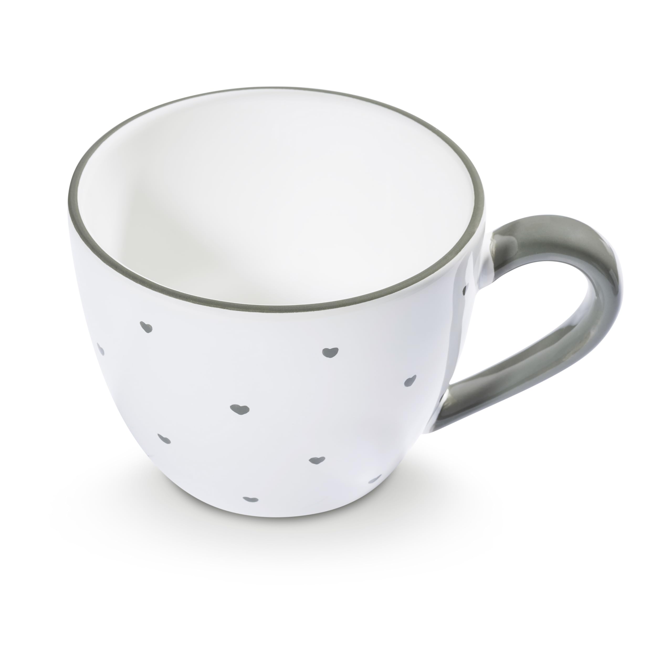 GMUNDNER KERAMIK Teetasse Maxima Füllmenge : 0.4 Liter Herzerl Grau Geschirr, handgemacht in Österreich