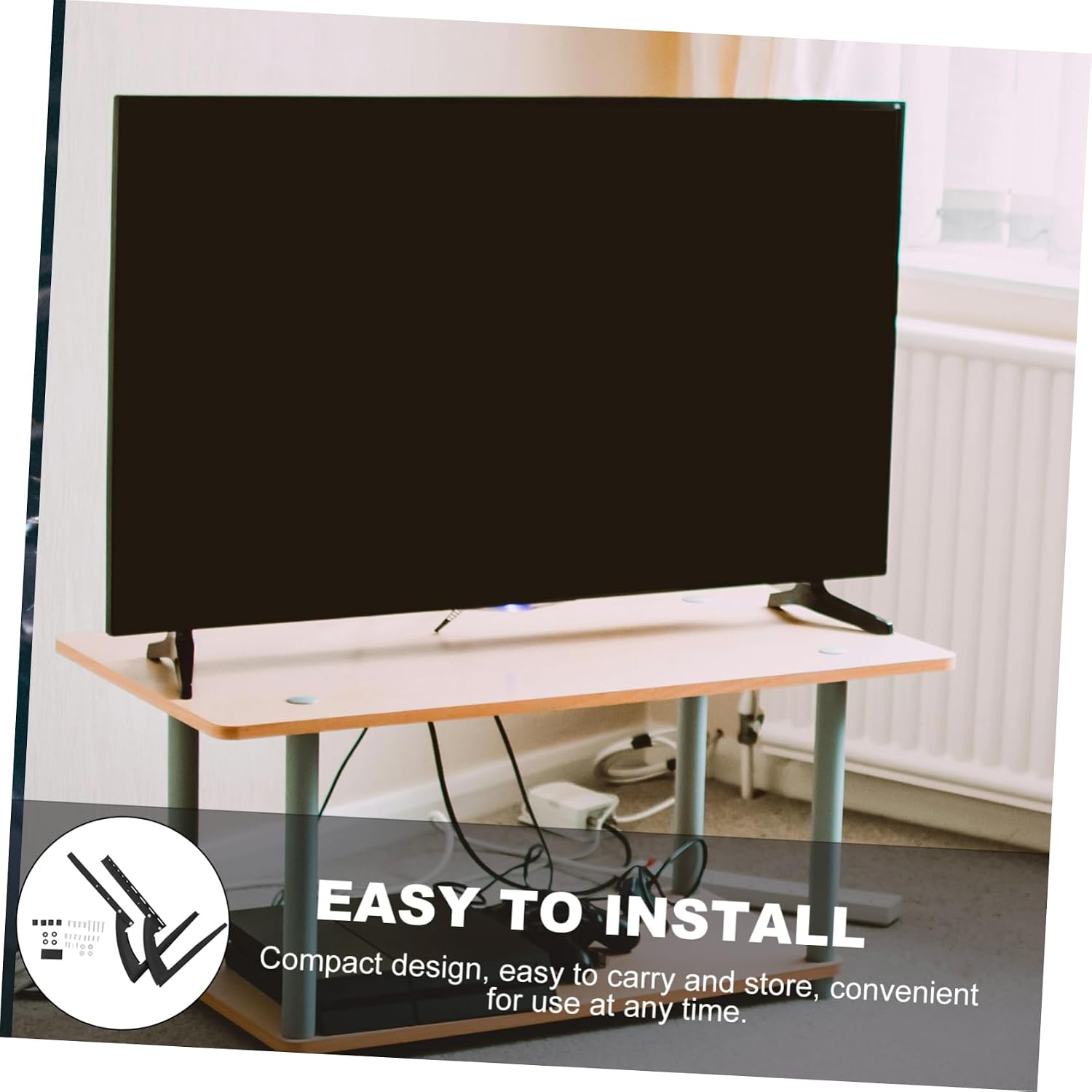 TEHAUX 1set Adjustable Tv Stand Base for Flat Screen Tvs Space-Saving Tabletop Mount Height Flexibility Easy Installation Compatible LCD Models