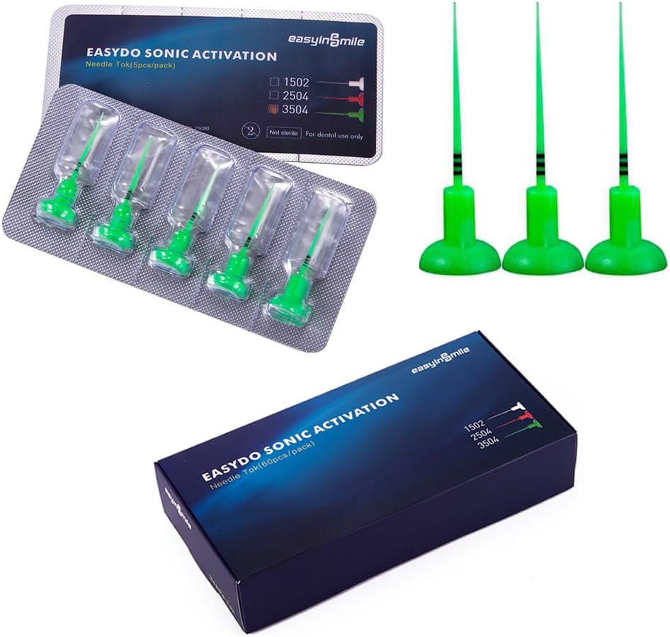 Easydo Sonic Activator Needle Tips 60PCS Bendable Never Breaking File Endodontic Activator Tips (60 Green Tips)