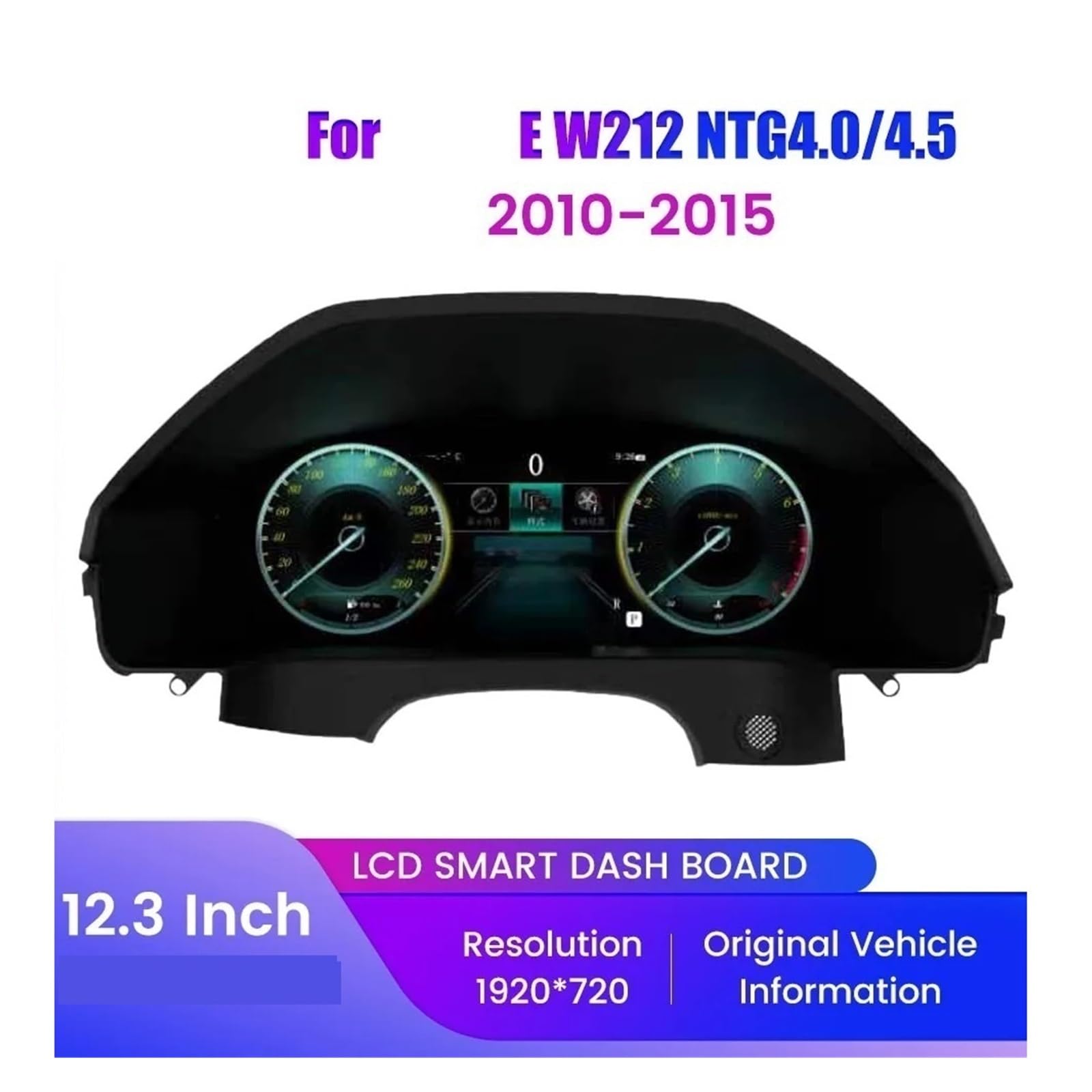 Panel de instrumentos digital LCD de 12,3 pulgadas compatible con Mercedes Benz E W212 NTG4.0 2010-2015 Panel de instrumentos virtual Velocímetro Medidor de cabina(NTG4.5 2014-2015 RHD)