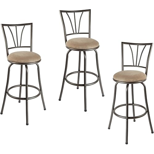 Cheyenne Stetson Adjustable Height Swivel Metal, Set of 3, Tan Barstool