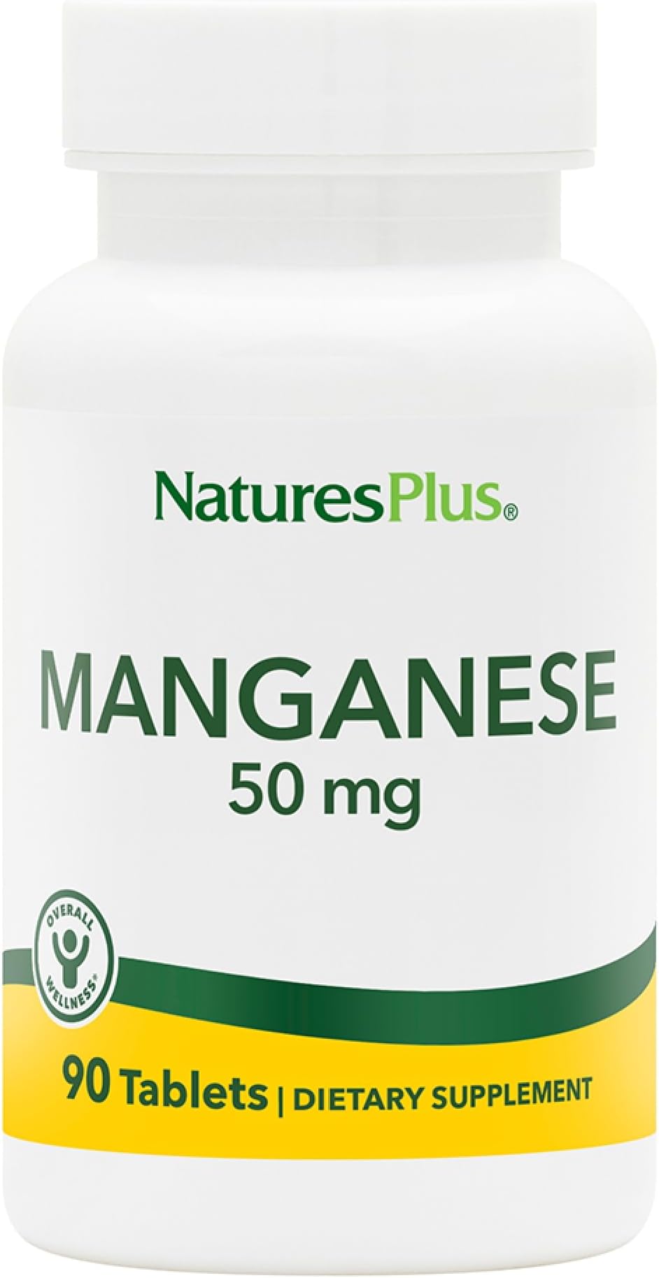 NaturesPlus Manganese (50 mg) - 90 Tablets - High-Potency Essential Trace Mineral Supplement - Vegetarian, Gluten Free - 90 Servings