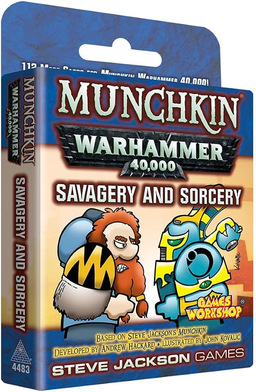 Munchkin Warhammer 40,000: Expansión del juego de cartas Salvajismo y Hechicería | 112 cartas, juego familiar, RPG de aventuras y fantasía, mayores de 10 años, de 3 a 6 jugadores, tiempo de juego promedio 120 min, juegos de Steve Jackson