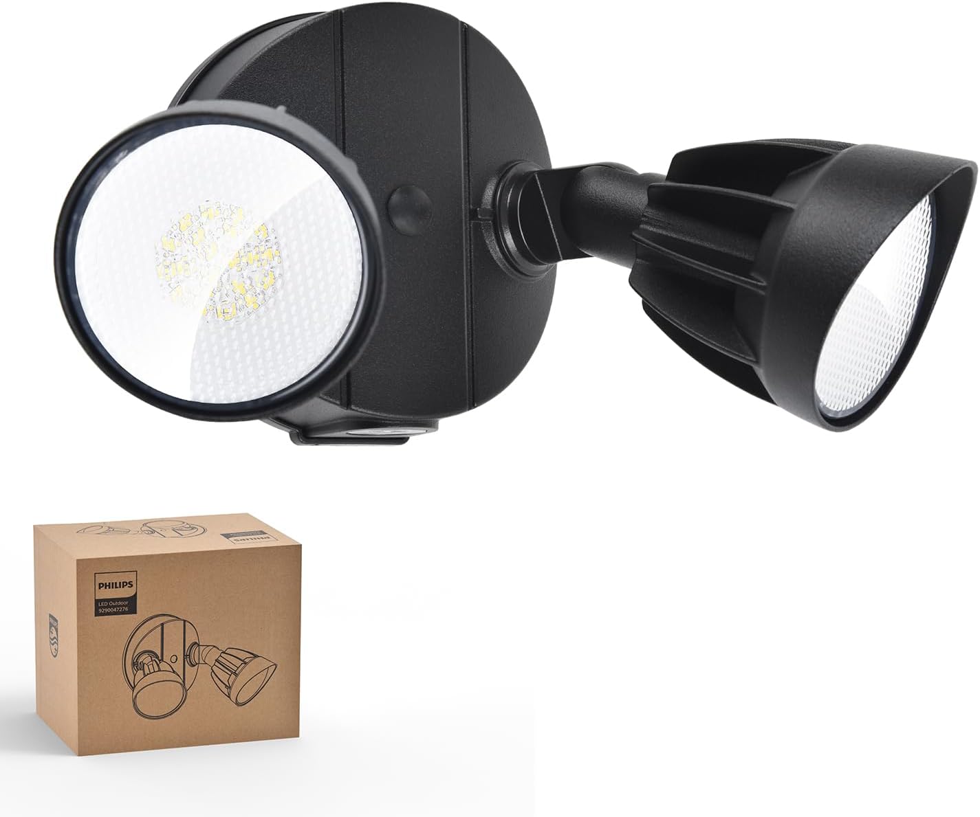 Philips 44W 3500LM ‌LED Safety Flood Gentle‌ ‌Outside‌，Change Managed Aluminum ‌Safety Gentle‌, 2 Adjustable Heads，5000K Daylight，Moist Location for Patio, Backyard, Yard Lights