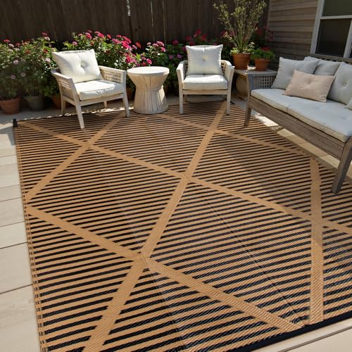 Lahome Outdoor Rug 8x10 Patio Waterproof, Plastic Reversible Rv Outdoor Rug