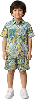 THE PONY & PEONY CO. Boys Sorento Co-Ord Set | Cotton T-Shirt & Shorts Set | Half Sleeve Casual Outfit for Kids | Comforta... Price In India