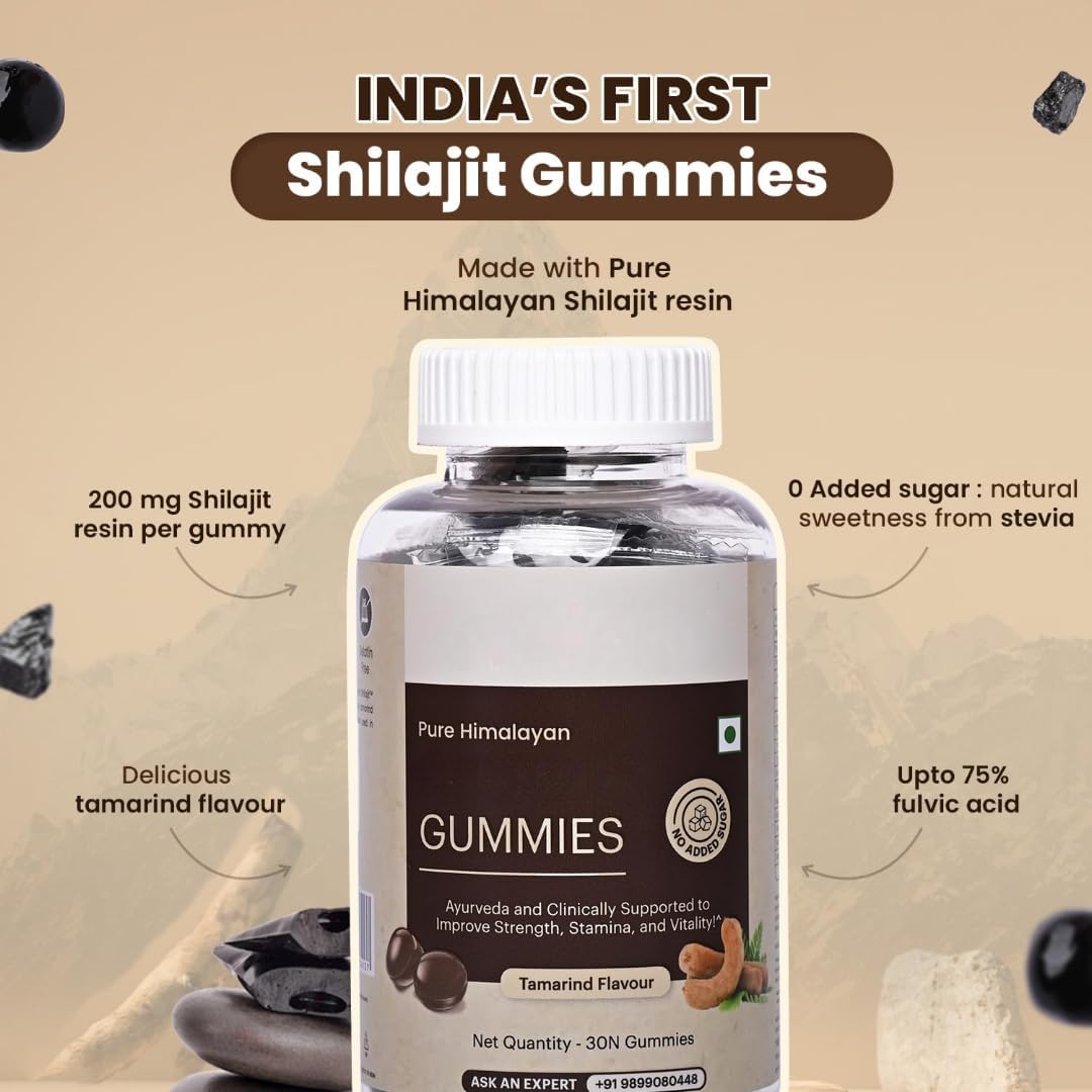 India's First Shilajit Resin Gummies to Improve Strength, Stamina & Energy - 30 Shilajit Gummies