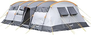 Skandika Tunnelzelt Hurricane für 12 Personen | Camping Zelt mit/ohne eingenähtem Zeltboden, mit/ohne Sleeper Technology, 2 Schlafkabinen, 5000 mm Wassersäule, 215 cm Stehhöhe | Großes Familienzelt