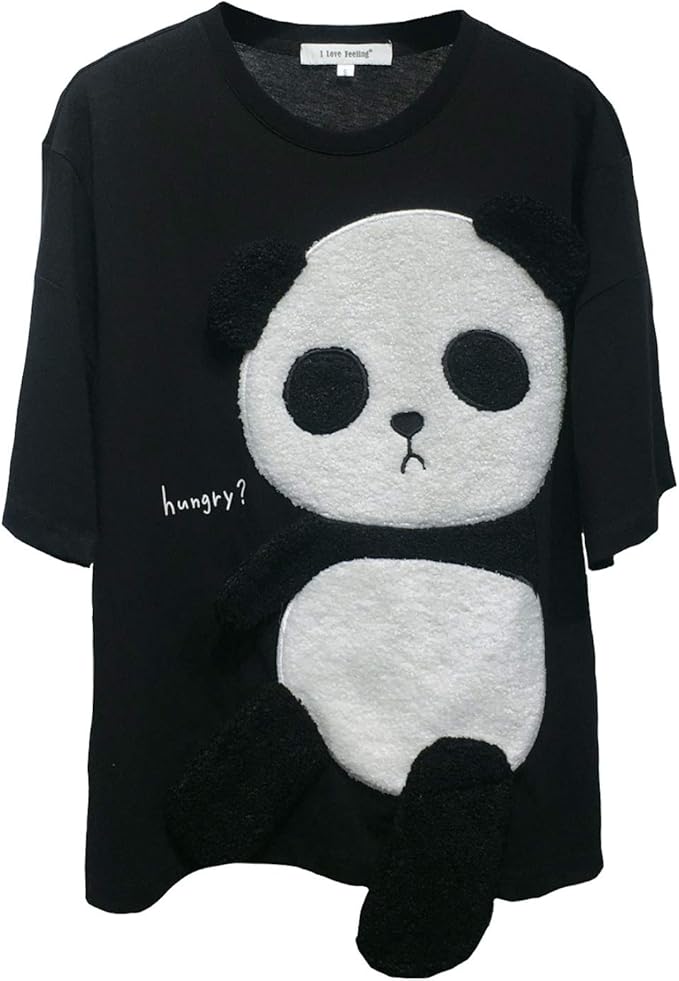 Amazon Adossy Tシャツ パンダ ゆるtシャツ カットソー 半袖 レディース 丸首 シンプル カジュアル モノトーン Tシャツ カットソー 通販