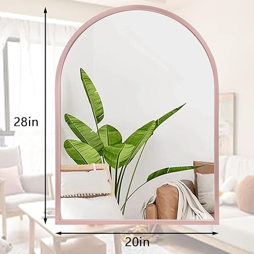 Miniatura 214 de Espejo de pared arqueado negro con marco de aleación de aluminio, espejo de baño de metal cepillado, espejo montado en la pared para sala de estar