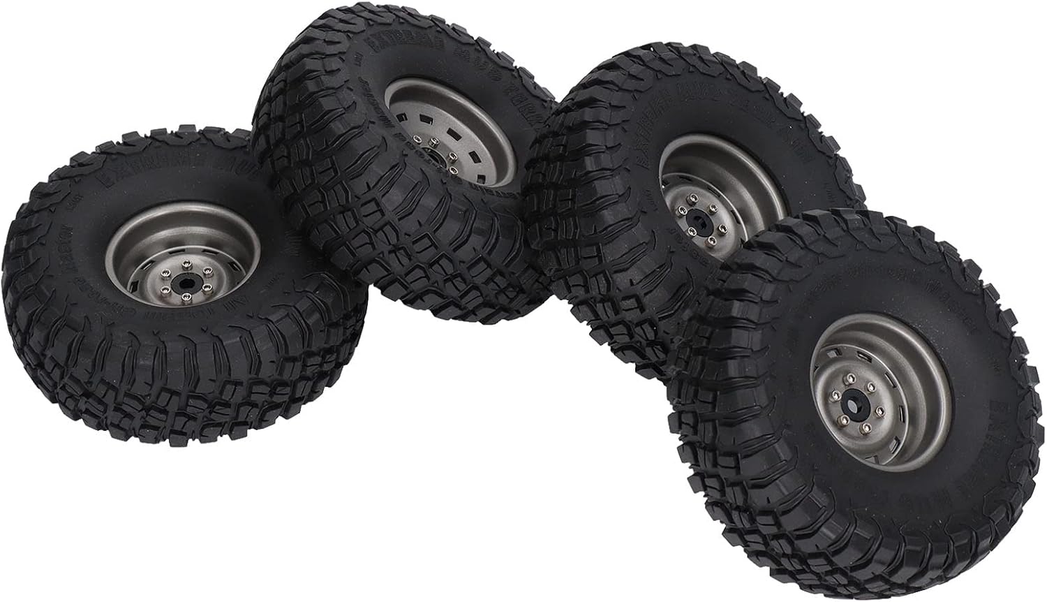 Raguso RC Wheel, 10 Holes 4pcs 1.7in Width RC Tires with Metal Rims for 1/10 RC Car (Gray), #812, RAGUSOZQV7WD4A2K-12